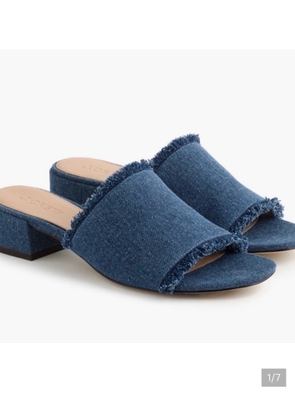 J.Crew Denim Low Heel Mules Sandals